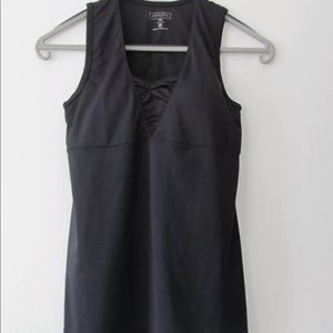 ATHLETA Tunic Yoga Tank Top Bra Stretch Padded Size 34B Athletic Black EUC